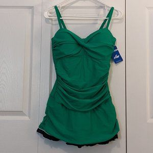 Green Retro Swimsuit One Piece - Size 10